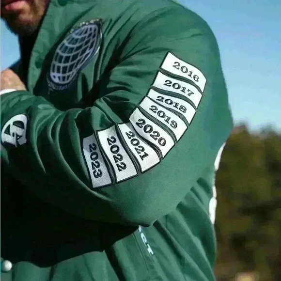 GHOST lifestyle pre work out vintage forest green Bomber Jacket size medium M - Picture 3 of 16